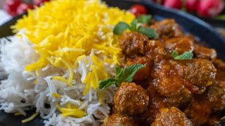 Hackfleischbällchen in Tomatensoße mit Reis  Kaleh Gonjeshki persian meatballs  کله گنجشکی [upl. by Whittaker]