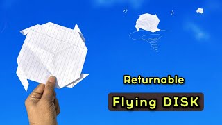 flying paper disk Returned  best returnable paper disk how to make paper boomerang disk [upl. by Noyrb15]