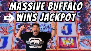 Massive Buffalo Gold Slot Machine Wins Jackpot 2023 4k [upl. by Odnolor683]