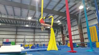 Spinning Knee Drop to Cross Catchers Split on Aerial Silks [upl. by Lapides579]