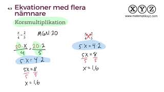 Z 43 Ekvationer med flera nämnare [upl. by Araem]