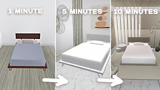 BUILDING A BEDROOM in bloxburg in 1 MINUTE 5 MINUTES amp 10 MINUTES [upl. by Udella]