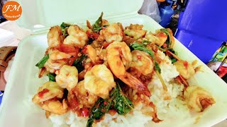 Ultimate Thai Basil Shrimps wok  Thai street food [upl. by Kcirednek]