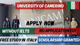 University of Camerino Application Process Free Study in Italy  Without IELTS  No Application Fee [upl. by Rratsal830]