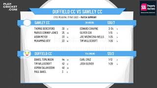 Derbyshire County CL  Jackson 100 Group D  Duffield CC 1st XI v Sawley CC 1st XI [upl. by Ivanah]