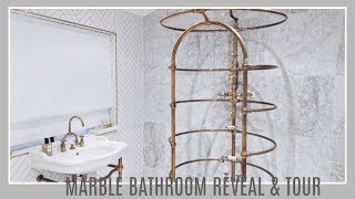 MARBLE BATHROOM REVEAL amp TOUR TOPPS TILES  IAM CHOUQUETTE HOME [upl. by Sosanna]