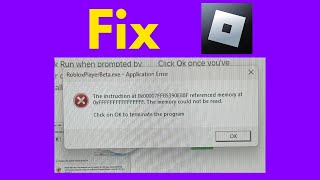 How to fix roblox the instruction at 0x0000 referenced memory error [upl. by Raynata335]