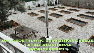 Bahçede pratik ve ucuz bitki ve sebze yatağı oluşturma Sonu sürprizli [upl. by Tnerual]