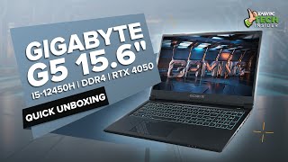 GIGABYTE G5 MFF2VN333SH i512450H8GB DDR4RTX 4050 Gaming Laptop  Quick Overview and Unboxing [upl. by Amles]