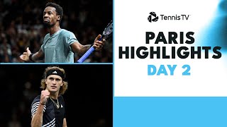 Alcaraz Plays Safiullin Korda Faces Hurkacz Rublev Monfils Feature  Paris 2023 Day 2 Highlights [upl. by Nadaha]