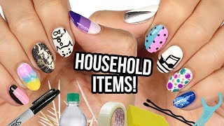 10 Nail Art Designs Using HOUSEHOLD ITEMS  The Ultimate Guide 7 [upl. by Airyt562]