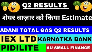 Iex Q2 Results  Atgl Q2 Result  Pidilite Industries Q2 Results Today  AU Small Finance Q2 Result [upl. by Sonitnatsnoc923]