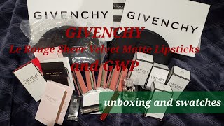 GIVENCHY Le Rouge Sheer Velvet Matte Lipsticks  Gifts  Unboxing and Swatches [upl. by Karlise107]