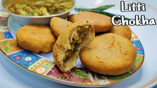 Litti Chokha Recipe  Bihari Style Litti Chokha Recipe  Fry Litti Chokha [upl. by Vernice756]