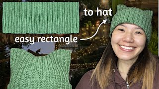 Stretchy Cat Ear BeanieSack Hat Crochet Tutorial [upl. by Orimlede]