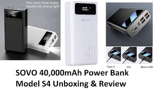 SOVO 40000mah Power Bank model S4 unboxing and review [upl. by Ayr714]