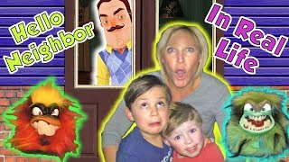 Hello Neighbor in Real Life in the Dark Toy Scavenger Hunt with Grumblies [upl. by Aleihs]