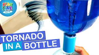 TORNADO IN A BOTTLE Science Experiment for Kids  Discovery Tornado Vortex [upl. by Ehman]