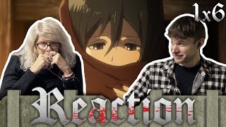 SHOWING MY MOM ATTACK ON TITAN  1x6  REACTION [upl. by Gloriane245]