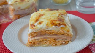 Receta de LASAÑA DE POLLO con jamón y queso ¡no puede estar más rica [upl. by Aelahs275]