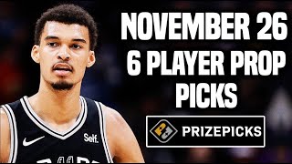 NBA PRIZEPICKS TODAY  6 BEST PROP PICKS  TUESDAY  11262024  BEST PROPS  NBA BETTING [upl. by Coop]