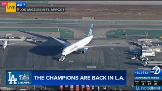 Dodgers arrive in LA as World Series champions [upl. by Nyrahs]