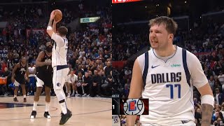 Luka Doncic nasty step back 3 in clutch vs Clippers and has words for crowd [upl. by Leinahtan117]