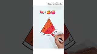 🍉🍅🍎Easy Satisfying Creative Art drawingdrawing satisfying shorts art trending youtube [upl. by Derward]