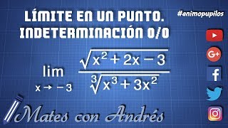 Límite en un punto indeterminado 00 0 entre 0 con raíces por factorización 02 [upl. by Kazue]