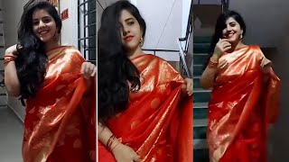 Sireesha Bhagavatula In Red Saree  Indian Idol Season 12 ShortsYtShorts [upl. by Eiramllij]