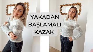 YAKADAN BAŞLAMALI KAZAK YAPIMI 🌸 ÖRGÜ KAZAK YAPIMI crochet [upl. by Elsbeth]