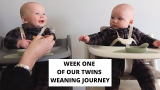 Week one of our twins weaning journey [upl. by Anaugal]