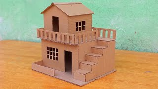 How To Make Cardboard House DIY Miniature Cardboard House  Making With Cardboard [upl. by Eneluqcaj]