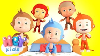 Cinq Petits Singes 🙈 Vidéo pour bébé  HeyKids Français [upl. by Eatnhoj]