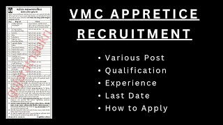 VMC Apprentice Recruitment  10th Pass ITI PassGraduate Jobs  No exam  How to Apply [upl. by Franzoni]