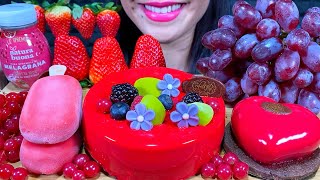 ASMR RED FOOD FRESH FRUIT MOUSSE CAKE ICE CREAM MUKBANG MASSIVE Eating Sounds [upl. by Llevart]