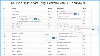 Live Inline Update data using Xeditable with PHP and Mysql [upl. by Vinn]