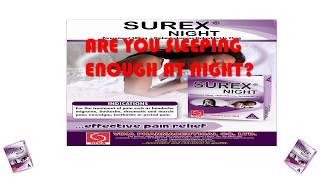 SUREX NIGHT Paracetamol 500mg  Diphenhydramine Hydrochloride 25mg [upl. by Nibas439]