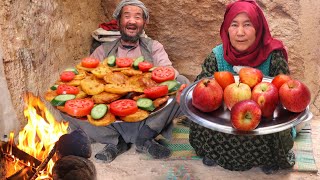 The old couples lifestyle in the cave delicious food recipesquot Village Life Afghanistan [upl. by Nairahcaz666]