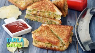 Potato Sandwich Recipe Aloo Sandwich on a Tava Indian Snack by Tarla Dalal [upl. by Aihtnic]