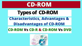 What is CDROM   Types History amp Characteristics of CDROM  CDROM Vs CDR   CDROM Vs DVD [upl. by Cartie]