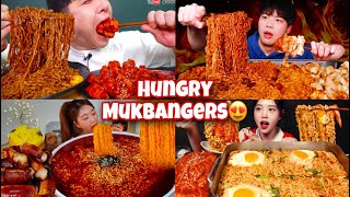 SUPER HUNGRY MUKBANGERS 😍😋🥵 NOODLES EATING MUKBANG  BLACK BEAN NOODLES  SPICY NOODLES EATING ASMR [upl. by Ninel]