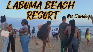 🇬🇭 Beach Life in AccraGhana 4K LABOMA BEACH RESORT Relaxing Sunday walking Tour [upl. by Adnylam]