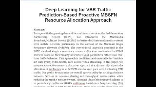 Deep Learning for VBR Traffic Prediction Based Proactive MBSFN Resource Allocation Approach [upl. by Eihtak]