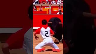 🐮 The Bravest BULLFIGHTERS 😨 shorts bulls crazypeople dangerous [upl. by Ayaet157]