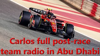 Carlos Sainz team radio after retiring Ferrari SF23 car in 2023 F1 Abu Dhabi GP [upl. by Ivonne]