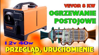 Nagrzewnica olejowa VEVOR 8kW 12V Ogrzewanie postojowe  webasto Test grzania Parking heater [upl. by Arok]