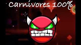 Carnivores 100 3 coins By KrazyKako9  Hard Demon  Geometry Dash [upl. by Enaitsirk]