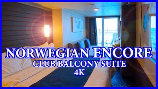 4K Norwegian Encore Club Balcony Suite Tour  15180 [upl. by Aicilyt]