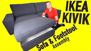 IKEA KIVIK Three seat sofa with IKEA KIVIK Footstool with storage Assembly instructions [upl. by Sunderland947]